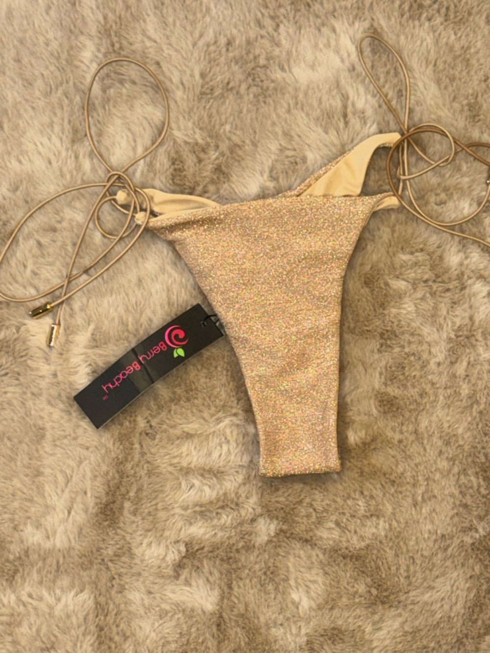 Berry Beachy Glitter Gold CHEEKY SCRUNCH BOTTOM sz large NWT